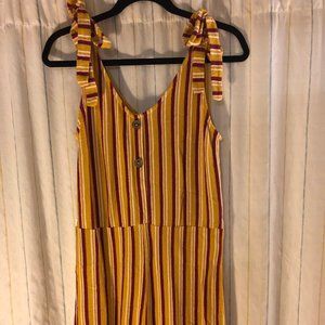 Tie Strap Embellishment Striped Jumpsuit